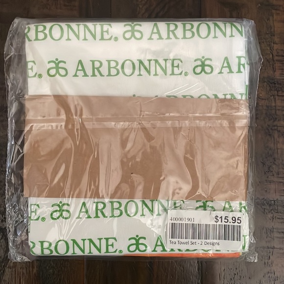 ARBONNE logo’d 100% cotton tea towel set of 2, NWT - Picture 2 of 3